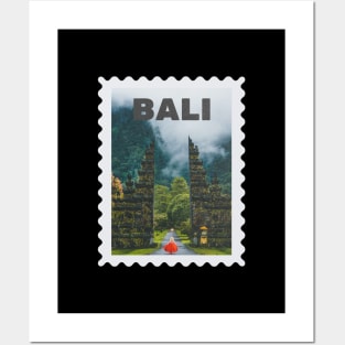 Bali Indonesia Postcard Stamp Design with Travel Photograph Posters and Art